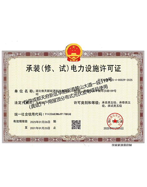 承裝（修、試）電力設(shè)施許可證